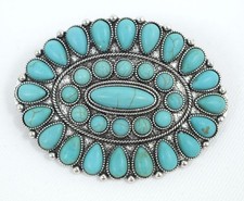 Squash Blossom Hair Barrette Faux Turquoise Southwestern Boho Western Concho