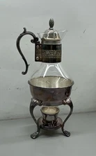 F.B. Rogers 1836 Silver Plate Glass Coffee Server Carafe Warmer Mid-Century