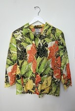 Chico s 2 L/12 Embroidered Floral Jacket Top Artsy Boho Luxe Resort Statement