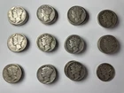 Lot of 56 Silver Mercury Dimes 90% Silver 1940s Mixed Dates / Mints