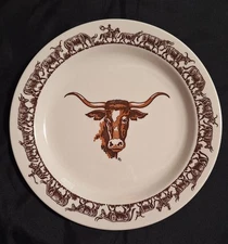 Vtg Rare  WALLACE WESTWARD HO LONGHORN PATTERN Wallace  China Dinner Plate