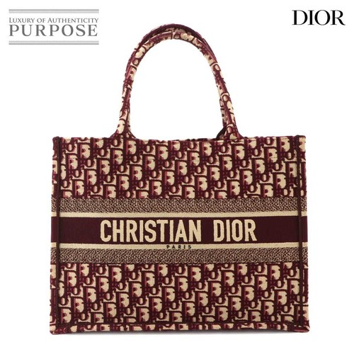 Book Tote Medium Bag Christian Dior Oblique Canvas Bordeaux 90342978