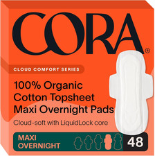 100 Organic Cotton Topsheet Pads Maxi Overnight Pads 48 Count