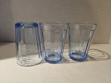 Set Of 3 Pasabahce Blue Panel 4  Drinking Gla...