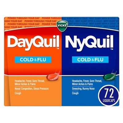 Vicks DayQuil & NyQuil Co-Pack, Cold & Flu Medicine, 72 Count (Pack of 1) 