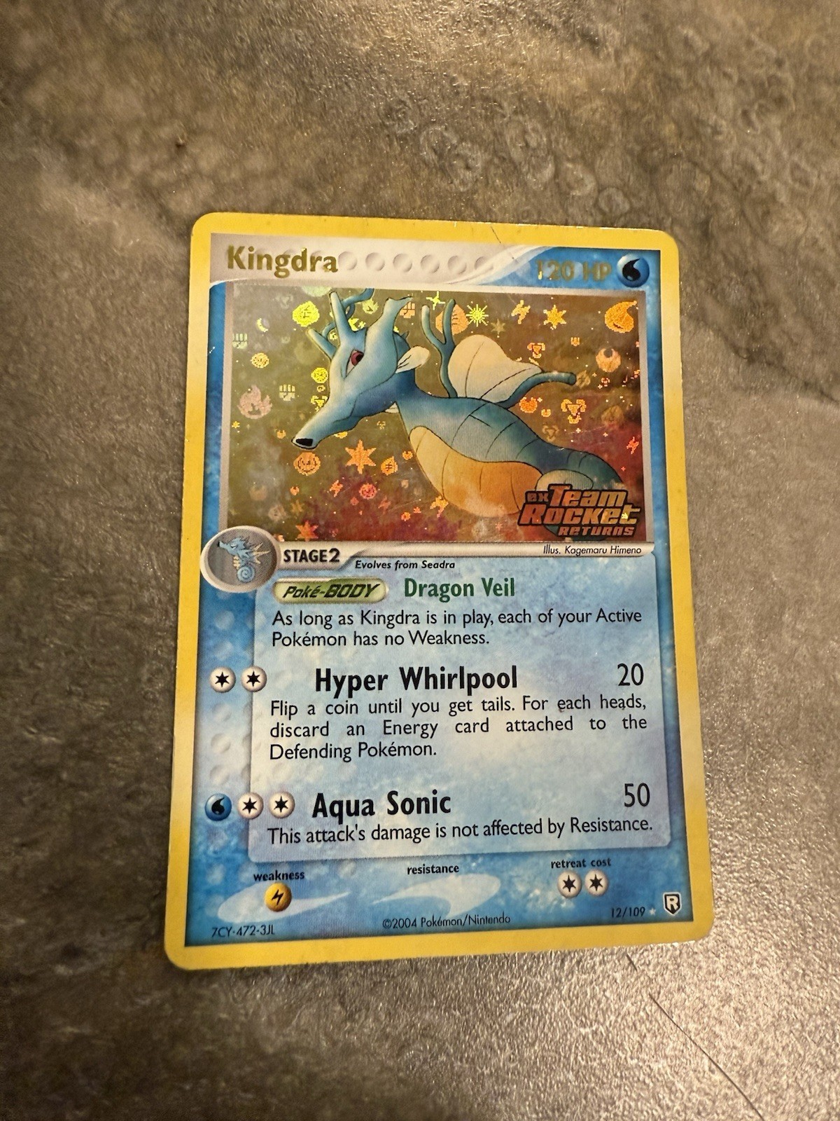 Pokemon TCG Card Team Rocket Return Dark Kingdra 12/109 Reverse Holo Stamped