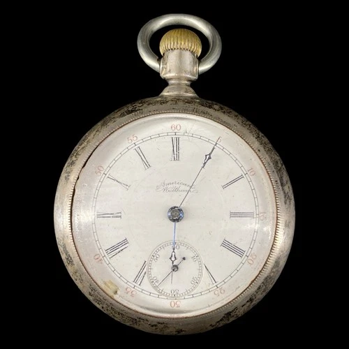 Antique American Waltham 17 Jewels Coin Silver Pocket Watch 2.25"