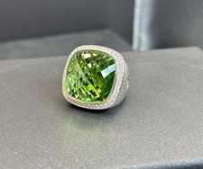 David.Yurman 925 Sterling Silver 20mm Green Peridot  Diamond Ring Sz 6