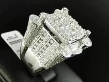 3.90Ct Round Cut Lab Created Diamond Men's Pinky Band Ring 14K White Gold Plated