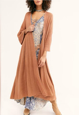 Free People Cardigan Making Waves Sahara Linen Blend Duster Medium