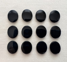 12 Black Onyx 14 x 12 mm Oval Buff Top Cabochon Loose Gemstones Stones NOS