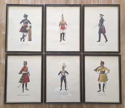 50's  DEWARS White Label  British Regimental Prints Set Of 6 Original Frames