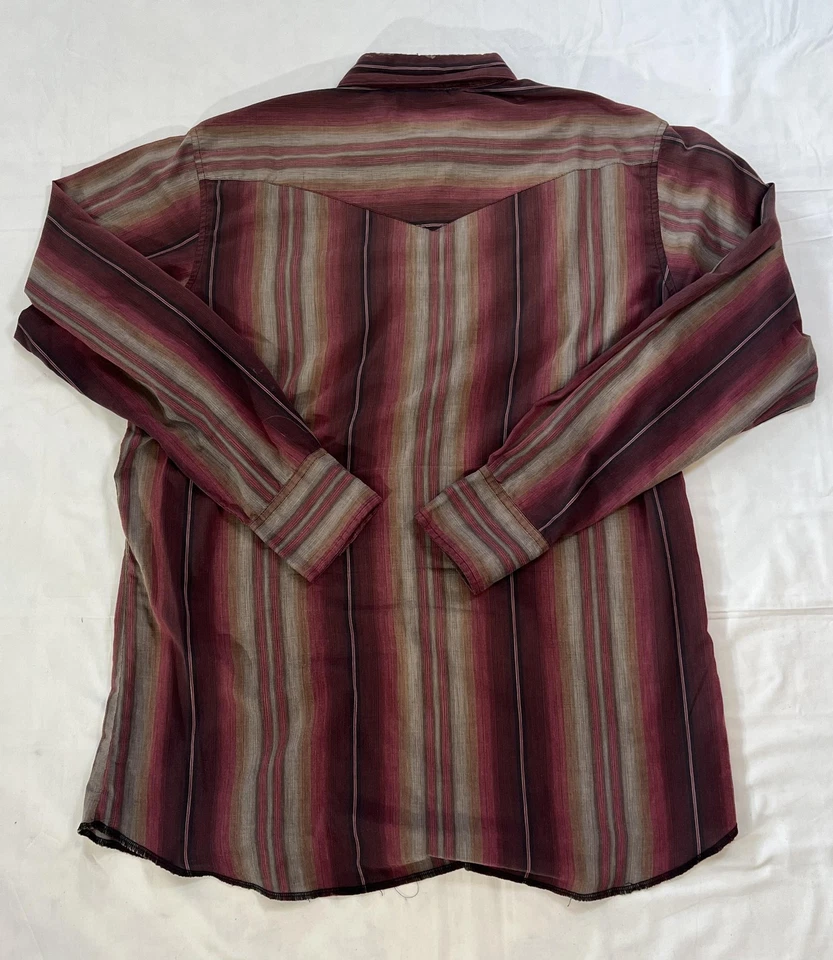 Vintage Frontier Western Shirt Mens XL Pearl Snap Cowboy Rodeo Vintage Burgundy - Image 2 of 4