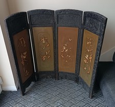 antiker orientalischer Paravent Faltwand vierteilig Raumteiler.