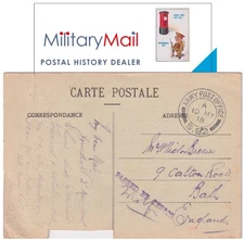 WW1 ARMY POST OFFICE S.92 Bethune France PASSED BY CENSOR Card to Bath RFC