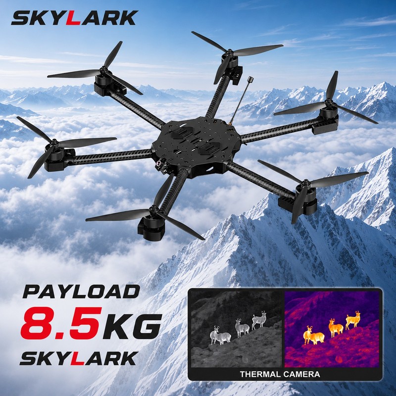 15kg 6-Rotor FPV Drone 10KM+ ELRS 5.8GHz 8.5kg Payload & Thermal Camera