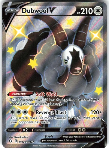 Dubwool V SV120/SV122 Holo V Rare Shining Fates Shiny Vault Pokemon Near Mint
