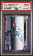 2022 Topps Chrome Julio Rodriguez Purple Rookie Autograph /250 #RAJRO PSA 10