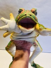 Folkmanis Leopard Frog Hand Puppet Stuffed Animal Toy 17 Inch Long Cute BIN 27