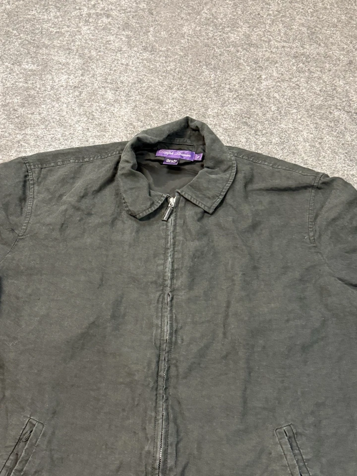 Ralph Lauren Purple Label Men’s L 100% Linen Bomber Jacket Black Made In Italy - Image 4 of 4