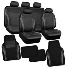 Premium Carbon Fiber Leather Car Seat Covers Full Set and pure black