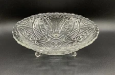 Vintage Footed Glass Serving Bowl Centerpiece Console Bowl 9.25" across MCM