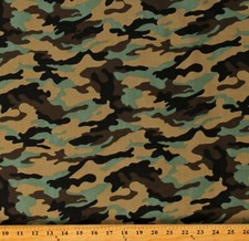 Cotton Camoflauge Hunting Army Greens Browns Fabric Print by the Yard D767.55