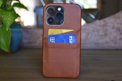 iPhone 13 Pro Max Premium Vegan Leather Credit Card Holder Back Case Cover - Picture 1 of 5