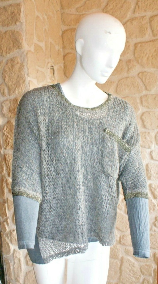 Pull Fin Gris Interdee Pour Femme - Taille S/M (tag Size S), Coton Mélangé, Neuf Avec étiquettes