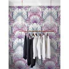 Non-woven wallpaper Tropical Leaves Pink Wall mural Leaves Traditional