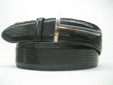 STERLING 925 SOLID T-BONE BUCKLE.WITH GENUINE LIZARD 1.5