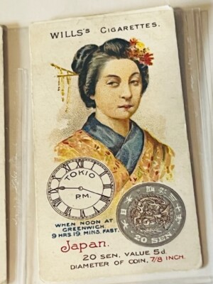 tokyo cigarettes Wills Time Money Cigarette Tobacco Trading Card 1908 WD Bristol HO Japan  Tokyo