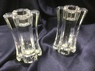 ORREFORS FORSYTHIA set of 2 CRYSTAL CANDLESTICKS ART DECO clear EXCELLENT! — photo 1