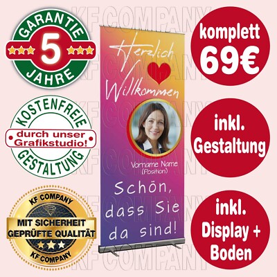 Rollup Banner 85 cm x 200 cm ''Image'' inkl. Display, Boden, Gestaltung