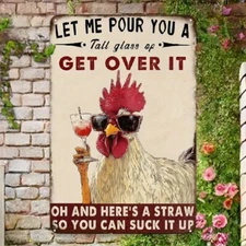 [ Funny Chicken Sign] Tin Metal Signs 8x12 Inches Rustic Funny Chicken - "