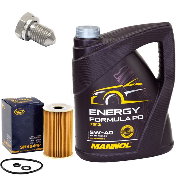 MotoröL Set 5W-40 5 Liter + ÖLfilter SH 4049 P + Schraube FüR Audi Seat Skoda VW-image