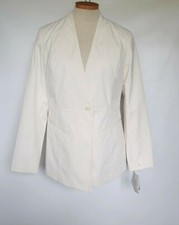  395 DONCASTER White Cotton Blend One Button Women's Blazer Jacket Size 6 NWT