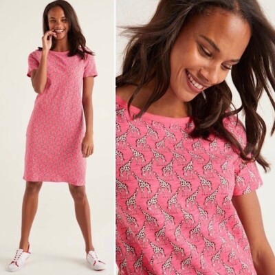 NWT Boden Georgia Pink Giraffe Print Short Sleeve T-Shirt Dress Size 6 |  eBay