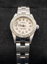 Rolex Ladies 26 Oyster Perpetual Custom Silver Diamond Dial Ref. 67180