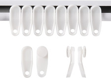 White Traverse Rod Slides Curtain Track Glider Hooks for Curtains 50 PCS 
