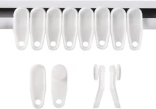 White Traverse Rod Slides Curtain Track Glider Hooks for Curtains(50 PCS)