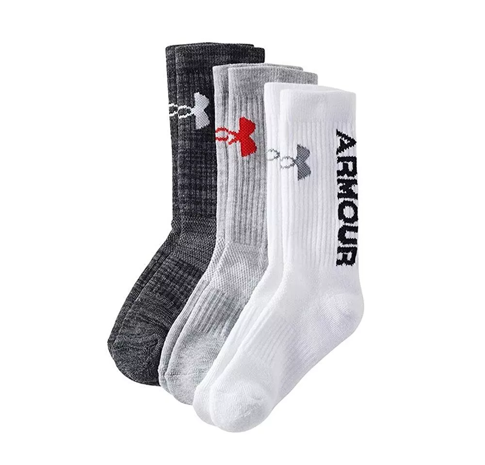 UNDER ARMOUR UA 3 Pair BORN TO LEAD Training Crew Socks Youth Medium 13.5K 4Y