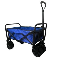 Folding Pull Along Wagon Cart Trolley Beach Camping Garden All Terrain Wheels