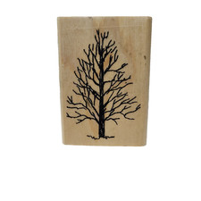Tree Silhouette Mounted Rubber Stamp With Wooden Base