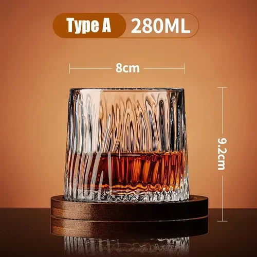 Tumbler Whiskey Glass with Base Crystal Whiskey Glasses Rotating Spinning Wine B