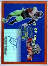 2018 LEAF METAL DRAFT ROYCE FREEMAN ROOKIE RC AUTO #4/7 STATE PRIDE - ORANGE