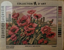 Printed Needlepoint Canvas Only Collection D Art Red Poppies 40x50 Cm