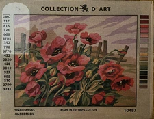 Printed Needlepoint Canvas Only Collection D Art Red Poppies 40x50 Cm