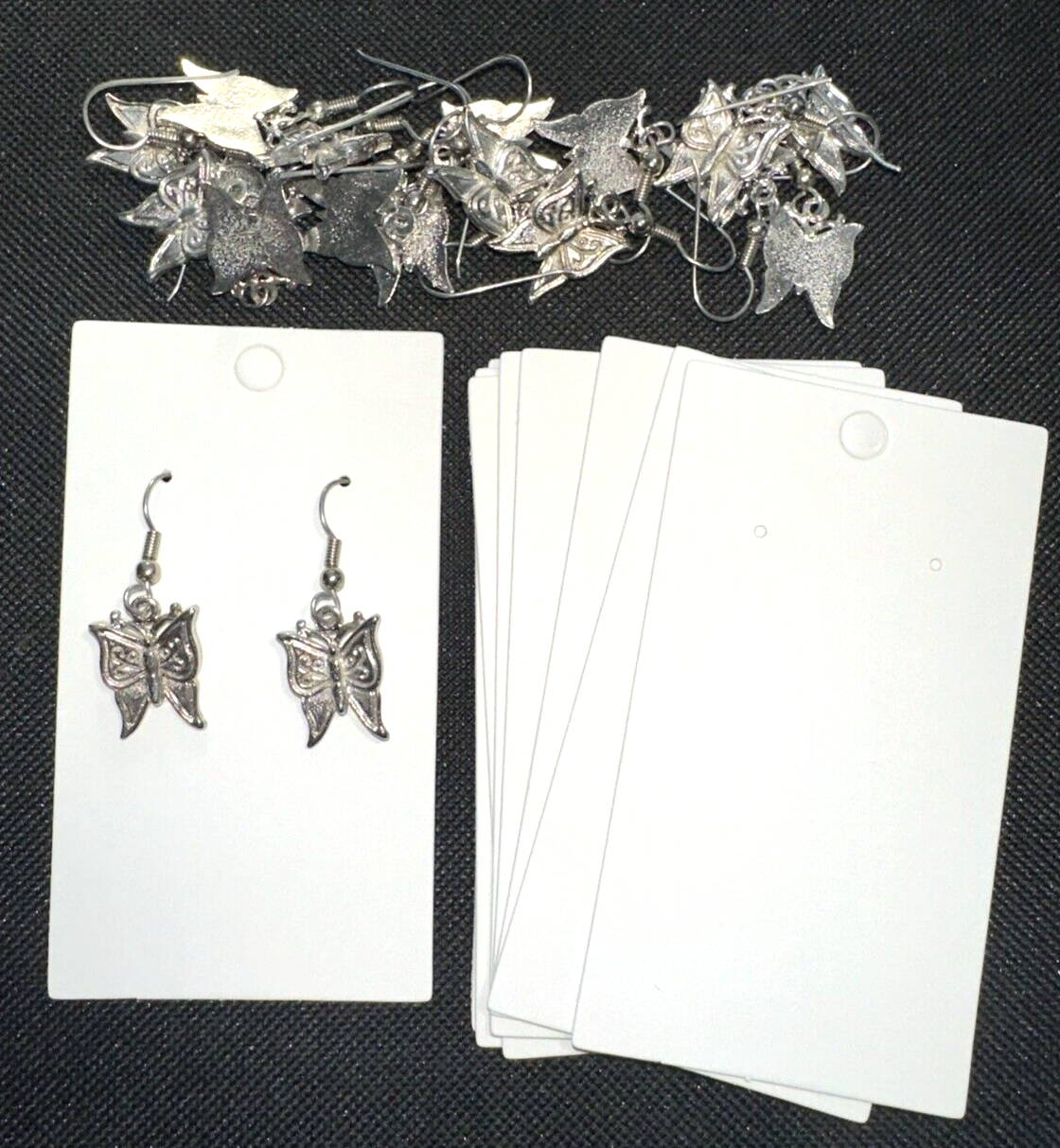 Wholesale Lot of 9 Silver Metal Butterfly Earrings with Display Cards