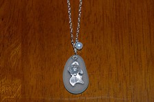 18" Sterling Silver Fine Silver Tropical Fish Seafoam Beach Sea Glass Necklace